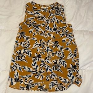 Blue and yellow floral blouse